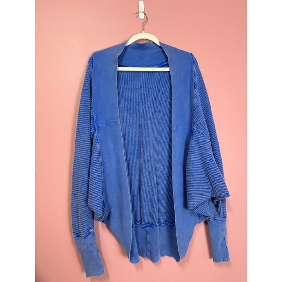 Free People FP One Deva Shrug Waffle Knit Cardigan in Blue Size XS/S - Picture 3 of 7